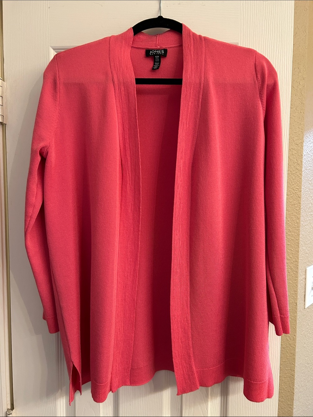 Jones New York Open-Front Coral Pink Cardigan